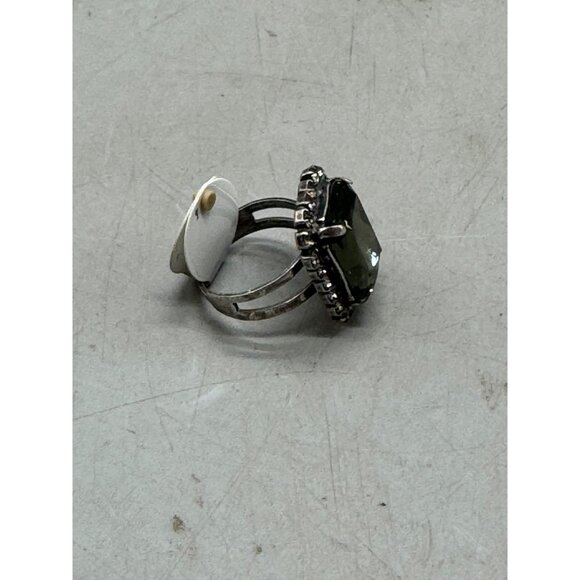 Mariana handmade green crystal stone adjustable ring silver tone one size READ N - Picture 2 of 5